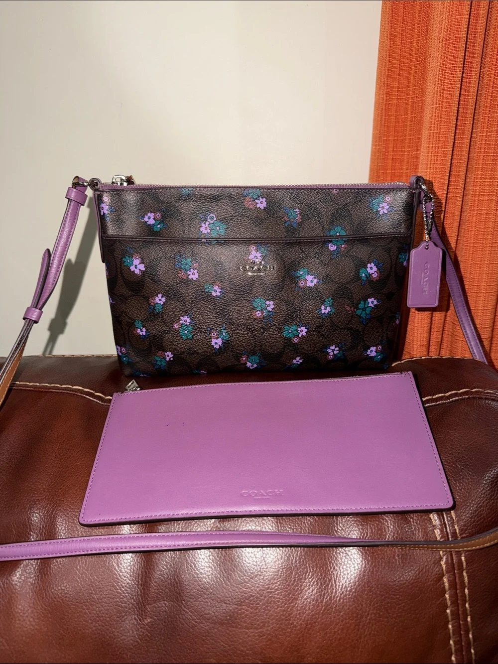 ‼️Coach C Ranch Floral Crossbody Bag With Leather Pouch Clutch - Picture 2 of 15